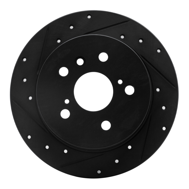 Lexus ES350 Brake Rotor (1) - Rear Left - R1 Concepts - Drilled & Slotted - Black - `07-`12